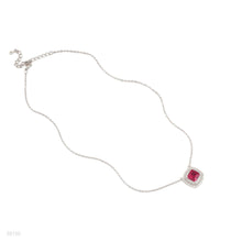 pendant double line square zircon lux-silver-red