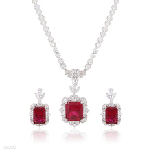 neckline set n+e fine zircon lux-silver-red